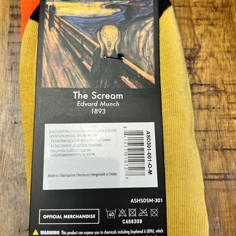 🆕Artist Series - The Scream Men’s Socks (one size) - Black, Orange, Yellow